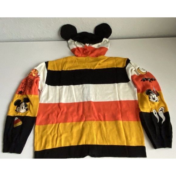 Mickey Mouse Candy Corn Disney Cardigan Sz M Her Universe Hot Topic Halloween - Picture 10 of 10